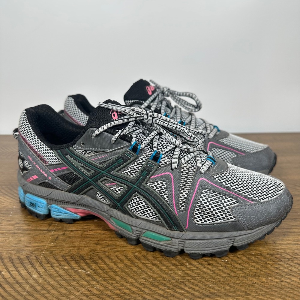 Asics Gel-Kahana 8 Trail Running Shoes Womens 8.5 Gray Pink Hiking Athletic